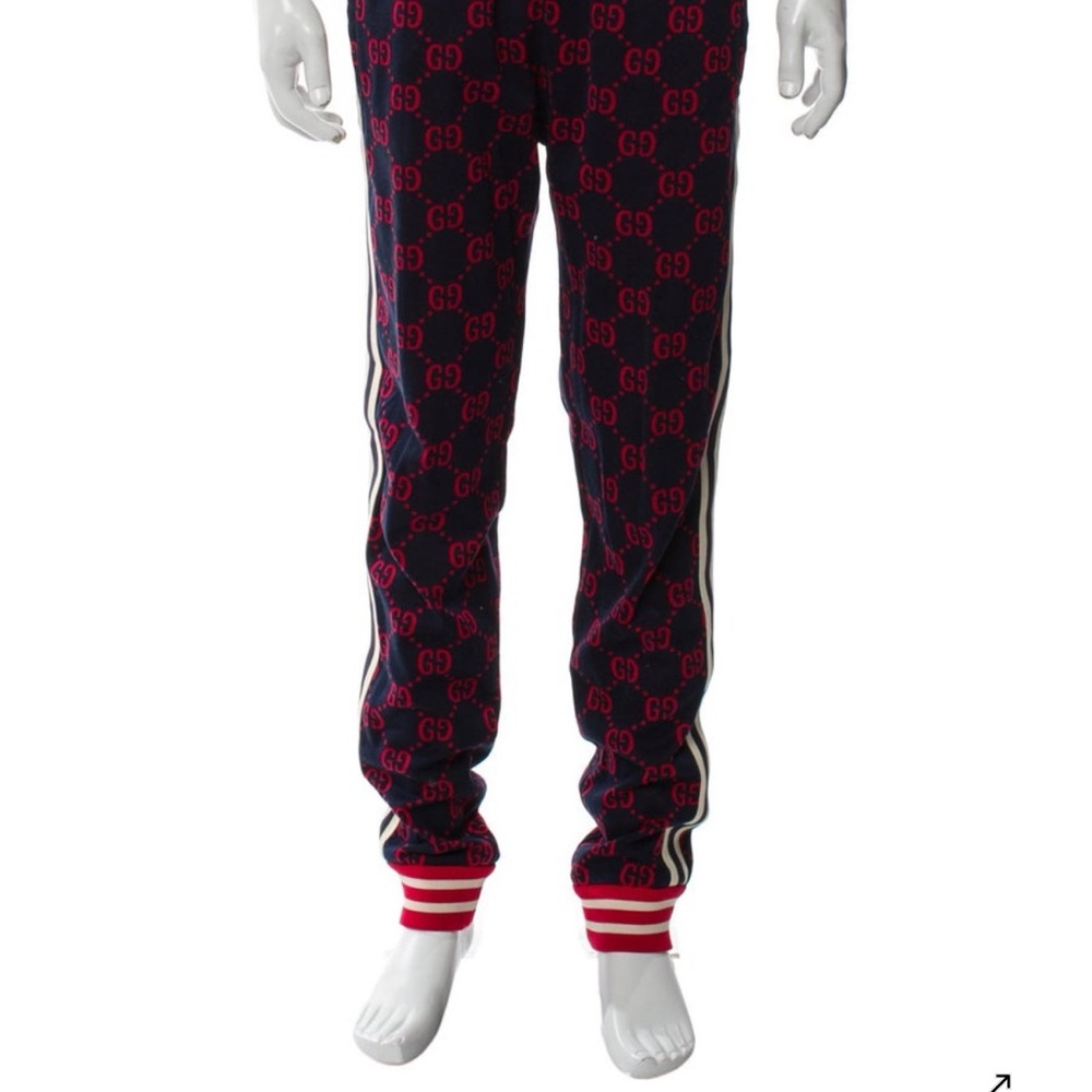 Gucci Men's Blue and Red GG Joggers